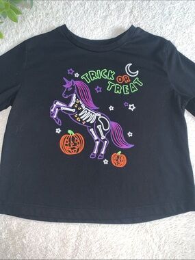 Celebrate Halloween Black Unicorn Top 4/5 EUC